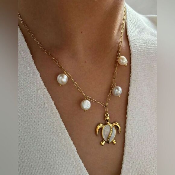 Boho pearl necklace #1380 - Picture 1 of 4